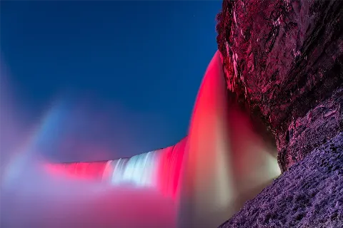 Illuminated Niagara Falls: An Enchanting Symphony of Light at Night